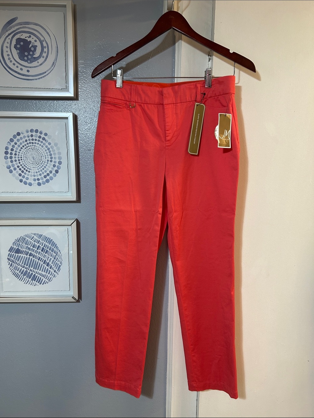 JM Collection Cslypso Coral Ankle-Length Slim Straight Pants